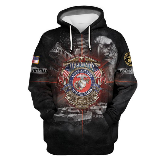 Joycorners U.S Marines Veteran Helicopter Tanks Eagle Gray All Over Printed 3D Shirts