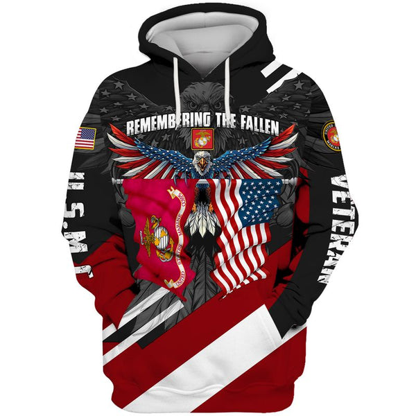 Joycorners U.S.M.C Veteran Remembering The Fallen American Eagle All Over Printed 3D Shirts