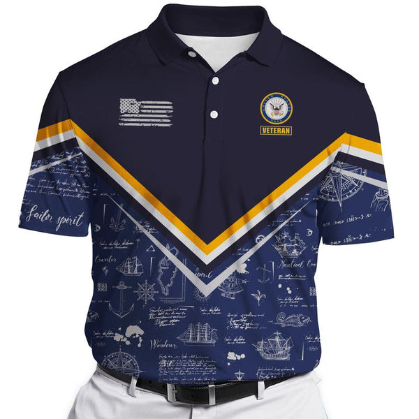 Joycorners United States Veteran U.S Navy Symbols Blue All Over Printed 3D Shirts