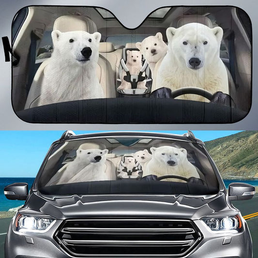 Joycorners Polar Bears CAR All Over Printed 3D Sun Shade