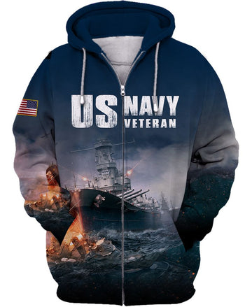 Joycorners United States Veteran U.S Navy Battle Ship On The Night Sea All Over Printed 3D Shirts