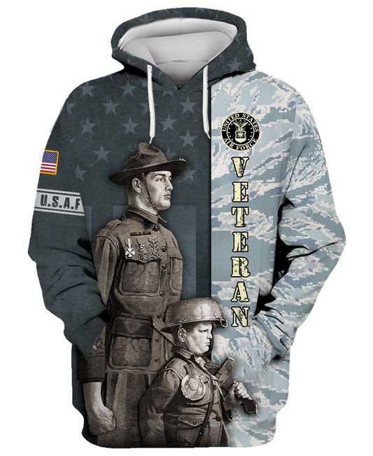 Joycorners U.S.A.F Veteran Father And Son 3D All Over Printed Shirts