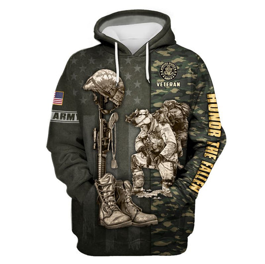 Joycorners United States Veteran U.S Army Honor The Fallen Veteran For Our Country Green Camo All Over Printed 3D Shirts