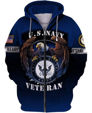 Joycorners United States Veteran U.S Navy Prideful Eagle Navy Blue All Over Printed 3D Shirts