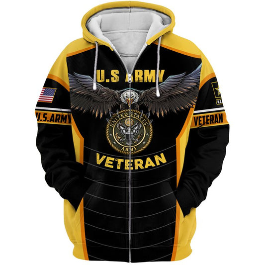 Joycorners United States Veteran U.S Army Prideful Flying Eagle Yellow/Black All Over Printed 3D Shirts