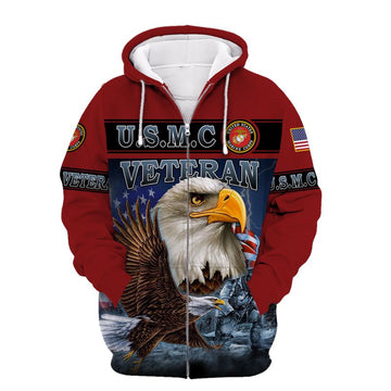 Joycorners U.S.M.C United States Marine Corps U.S.M.C Veteran Flying Eagle Soldier Fighting On The Beach 3D All Over Printed Shirts