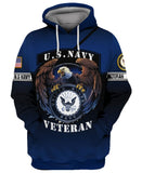 Joycorners United States Veteran U.S Navy Prideful Eagle Navy Blue All Over Printed 3D Shirts