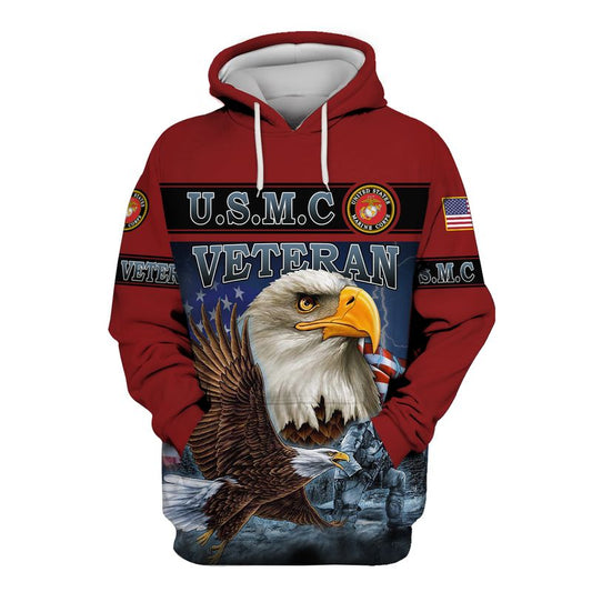 Joycorners U.S.M.C United States Marine Corps U.S.M.C Veteran Flying Eagle Soldier Fighting On The Beach 3D All Over Printed Shirts