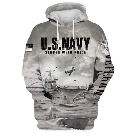 Joycorners United States Veteran U.S Navy On The Sea Served With Pride Gray All Over Printed 3D Shirts