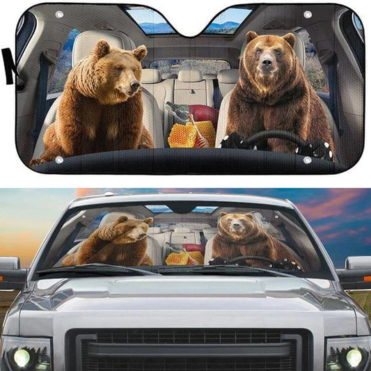 Joycorners Bear CAR All Over Printed 3D Sun Shade