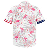 Joycorners Happy Independence Day Flamingo Firework All Printed 3D Hawaiian Shirt
