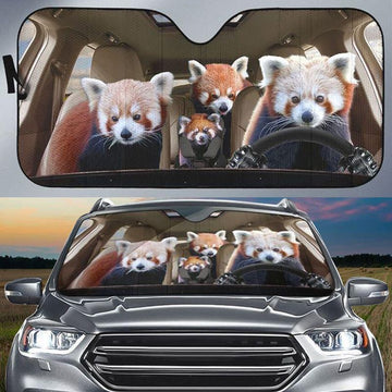 Joycorners Red Panda Couple CAR All Over Printed 3D Sun Shade