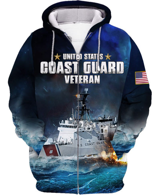 Joycorners United States Coast Guard Veteran Ship Shooting On The Sea All Over Printed 3D Shirts