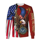 Joycorners U.S.A.F Veteran Honor The Fallen Eagle U.S Flag Red 3D All Over Printed Shirts