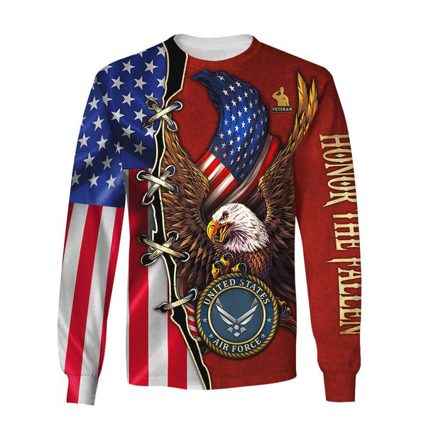 Joycorners U.S.A.F Veteran Honor The Fallen Eagle U.S Flag Red 3D All Over Printed Shirts