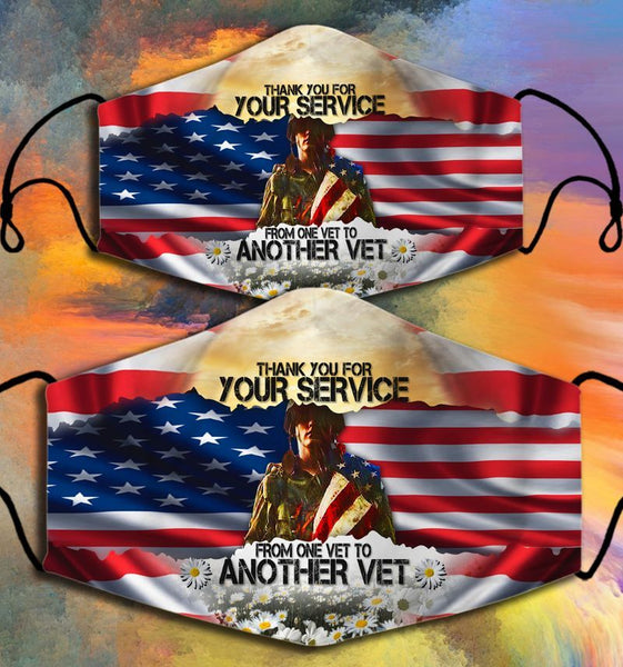 Joycorners Thank You For Your Service From One Vet To Another Vet USA Flag Soldier 3D All Over Printed Veil