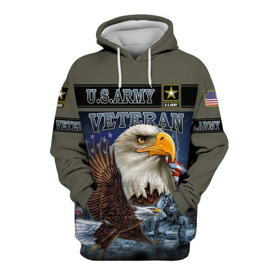 Joycorners United States Veteran U.S Army Soldier On The Beach In Thunder Night Flying Eagle All Over Printed 3D Shirts