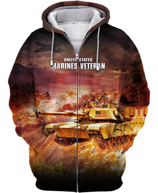 Joycorners United States Marines Veteran Tank On Fire All Over Printed 3D Shirts