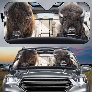 Joycorners Bison CAR All Over Printed 3D Sun Shade