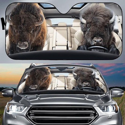Joycorners Bison CAR All Over Printed 3D Sun Shade