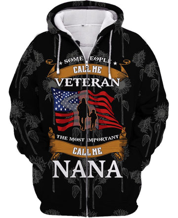 Joycorners U.S Veteran Some People Call Me Veteran The Most Important Call Me Nana Black All Over Printed 3D Shirts
