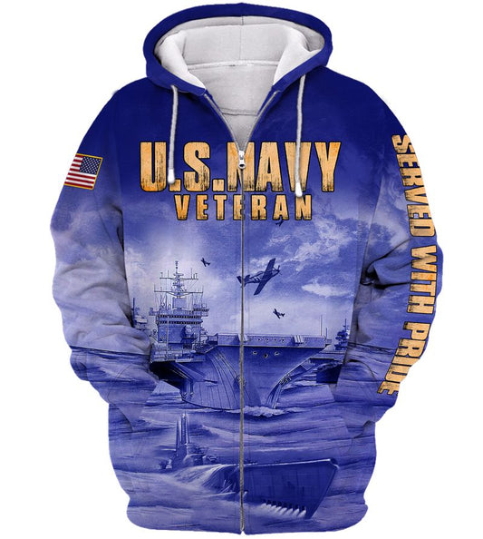 Joycorners United States Veteran U.S Navy On The Sea Blue All Over Printed 3D Shirts