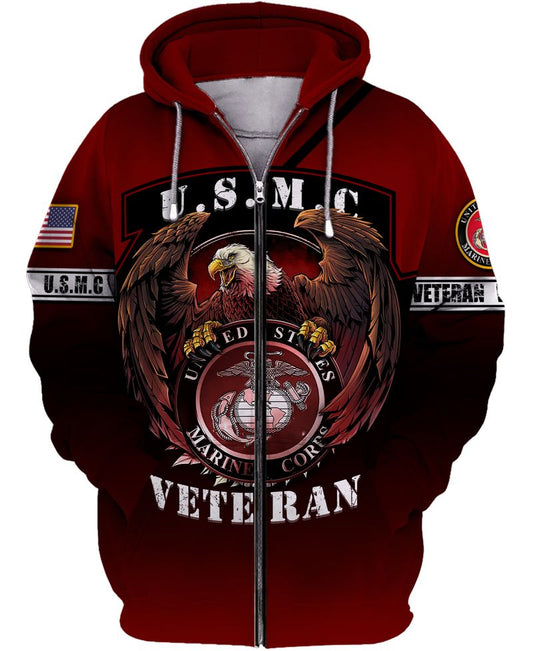 Joycorners U.S.M.C United States Marine Corps U.S.M.C Veteran Eagle Logo Red 3D All Over Printed Shirts