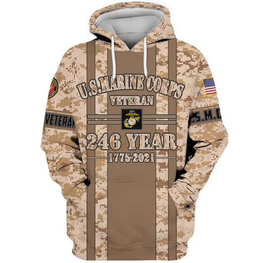 Joycorners U.S.M.C Veteran 246 Year 1775-2021 All Over Printed 3D Shirts