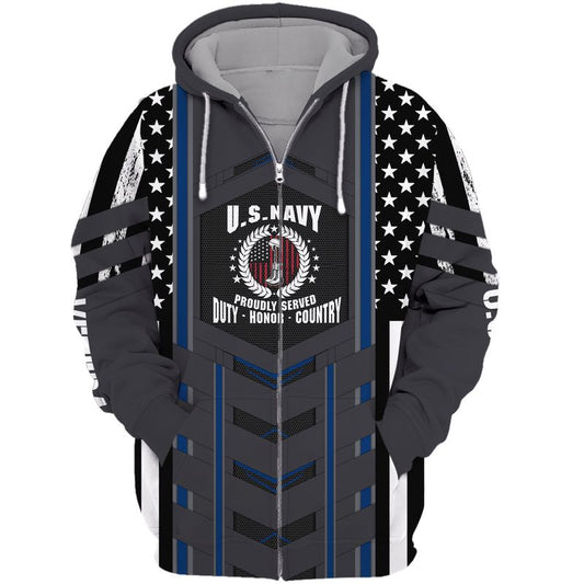 Joycorners United States Veteran U.S Navy Proudly Served Duty - Honor - Country Blue All Over Printed 3D Shirts