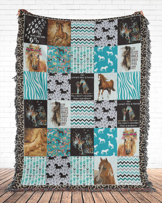 Joycorners My Soul Smells Like Horses All Over Printed 3D Woven Blanket