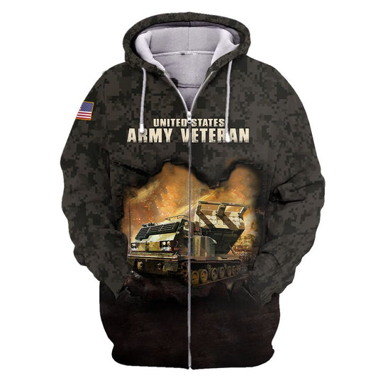 Joycorners United States Veteran U.S Army Tank On The Fire Warfield Dark Gray Camo All Over Printed 3D Shirts