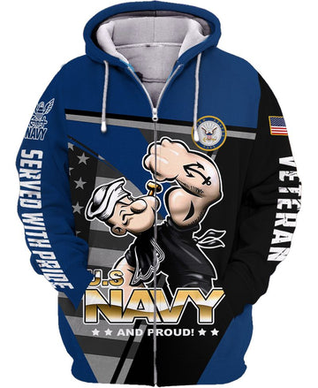 Joycorners United States Veteran U.S Navy Popeye U.S Navy And Proud Over Printed 3D Shirts