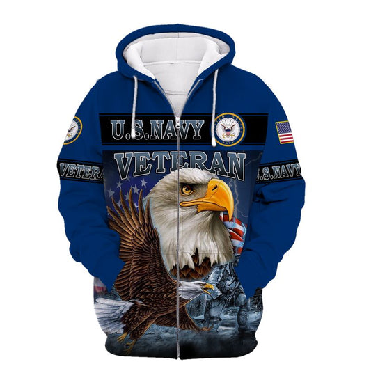 Joycorners United States Veteran U.S Navy Soldier On The Beach In Thunder Night Flying Eagle All Over Printed 3D Shirts