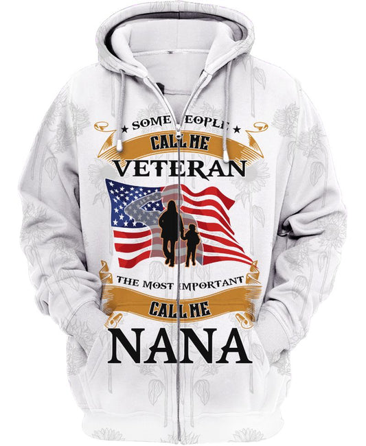 Joycorners U.S Veteran Some People Call Me Veteran The Most Important Call Me Nana White All Over Printed 3D Shirts