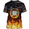 Joycorners U.S.C.G Veteran U.S Flag On Fire All Over Printed 3D Shirts