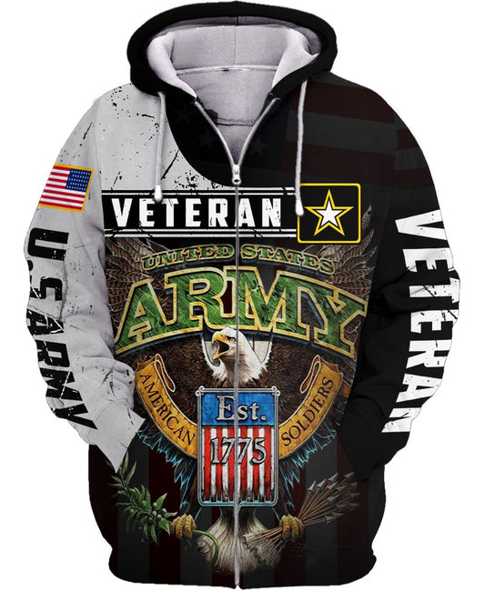 Joycorners United States Veteran U.S Army Prideful Flying Eagle Est. 1775 American Soldiers All Over Printed 3D Shirts