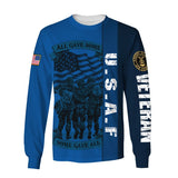 Joycorners U.S.A.F Veteran All Gave Some Some Gave 3D All Blue All Over Printed Shirts