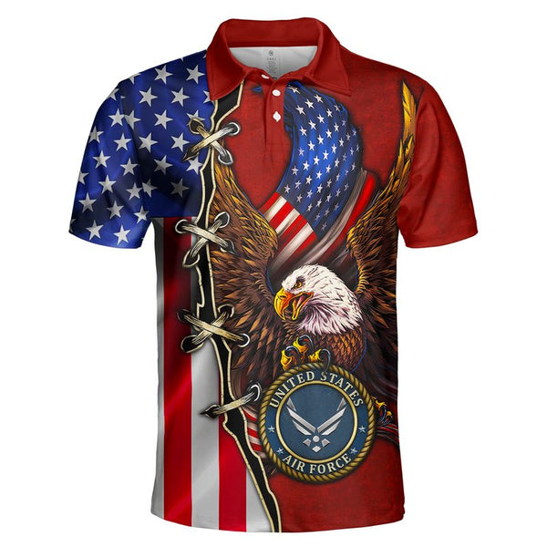 Joycorners U.S.A.F Veteran Honor The Fallen Eagle U.S Flag Red 3D All Over Printed Shirts