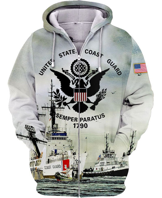 Joycorners U.S.C.G Army On The Sea Cloudy Sky  All Over Printed 3D Shirts