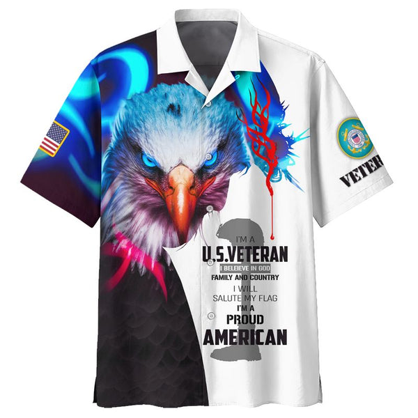 Joycorners U.S Veteran Eagle I Believe In God I'm A Proud American All Over Printed 3D Shirts