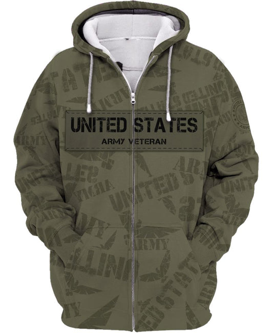 Joycorners United States Veteran U.S Army Classic Grayish Green All Over Printed 3D Shirts