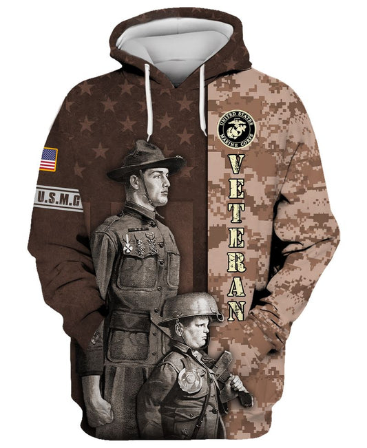 Joycorners U.S.M.C United States Marine Corps U.S.M.C Veteran Father And Son 3D All Over Printed Shirts