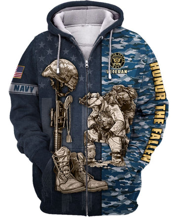Joycorners United States Veteran U.S Navy Honor The Fallen Blue Camo All Over Printed 3D Shirts
