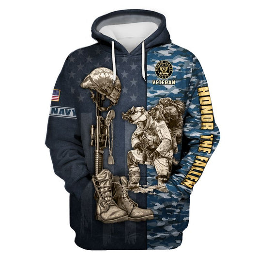 Joycorners United States Veteran U.S Navy Honor The Fallen Blue Camo All Over Printed 3D Shirts