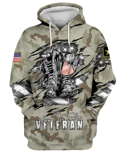 Joycorners United States Veteran U.S Army Boots With U.S Necklace Honor The Fallen All Over Printed 3D Shirts