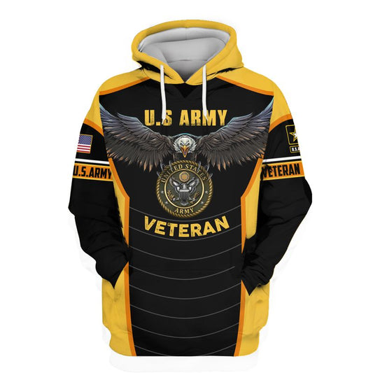 Joycorners United States Veteran U.S Army Prideful Flying Eagle Yellow/Black All Over Printed 3D Shirts