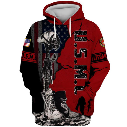 Joycorners U.S.M.C Veteran Honor The Fallen Red All Over Printed 3D Shirts