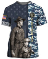 Joycorners United States Veteran U.S Navy Father And Son Soldiers All Over Printed 3D Shirts