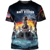 Joycorners United States Veteran U.S Navy Battle Ships War On The Night Sea All Over Printed 3D Shirts