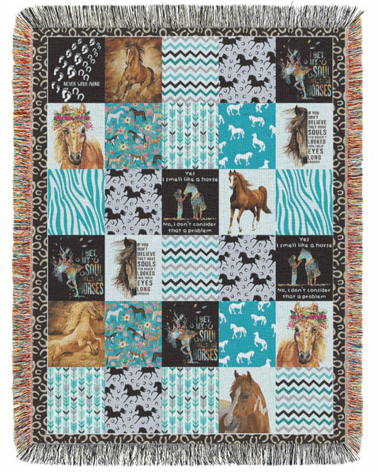 Joycorners My Soul Smells Like Horses All Over Printed 3D Woven Blanket